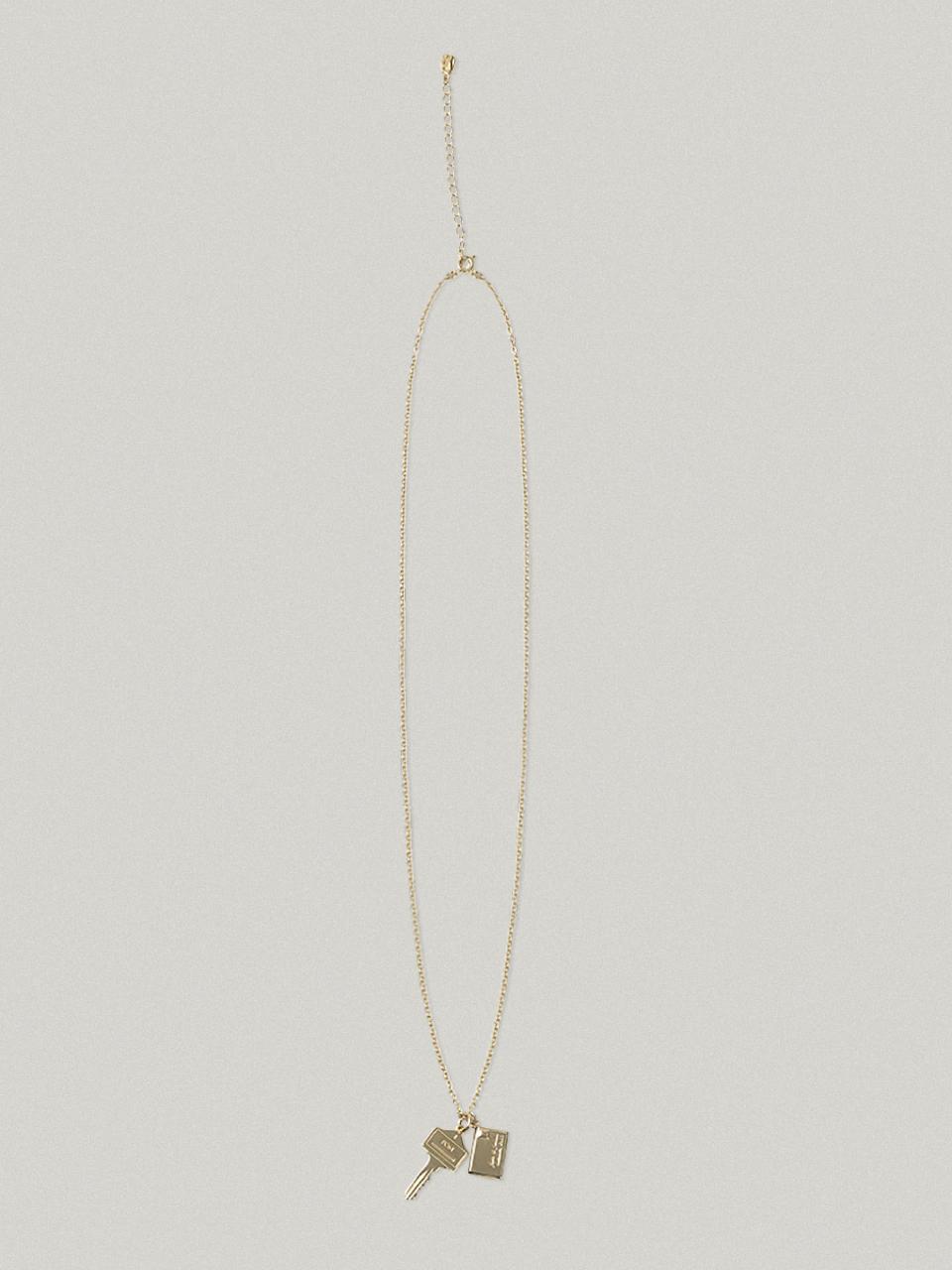 FOLNUA Sterling Silver Dual-Charm Mini Post Key Necklace [Gold]