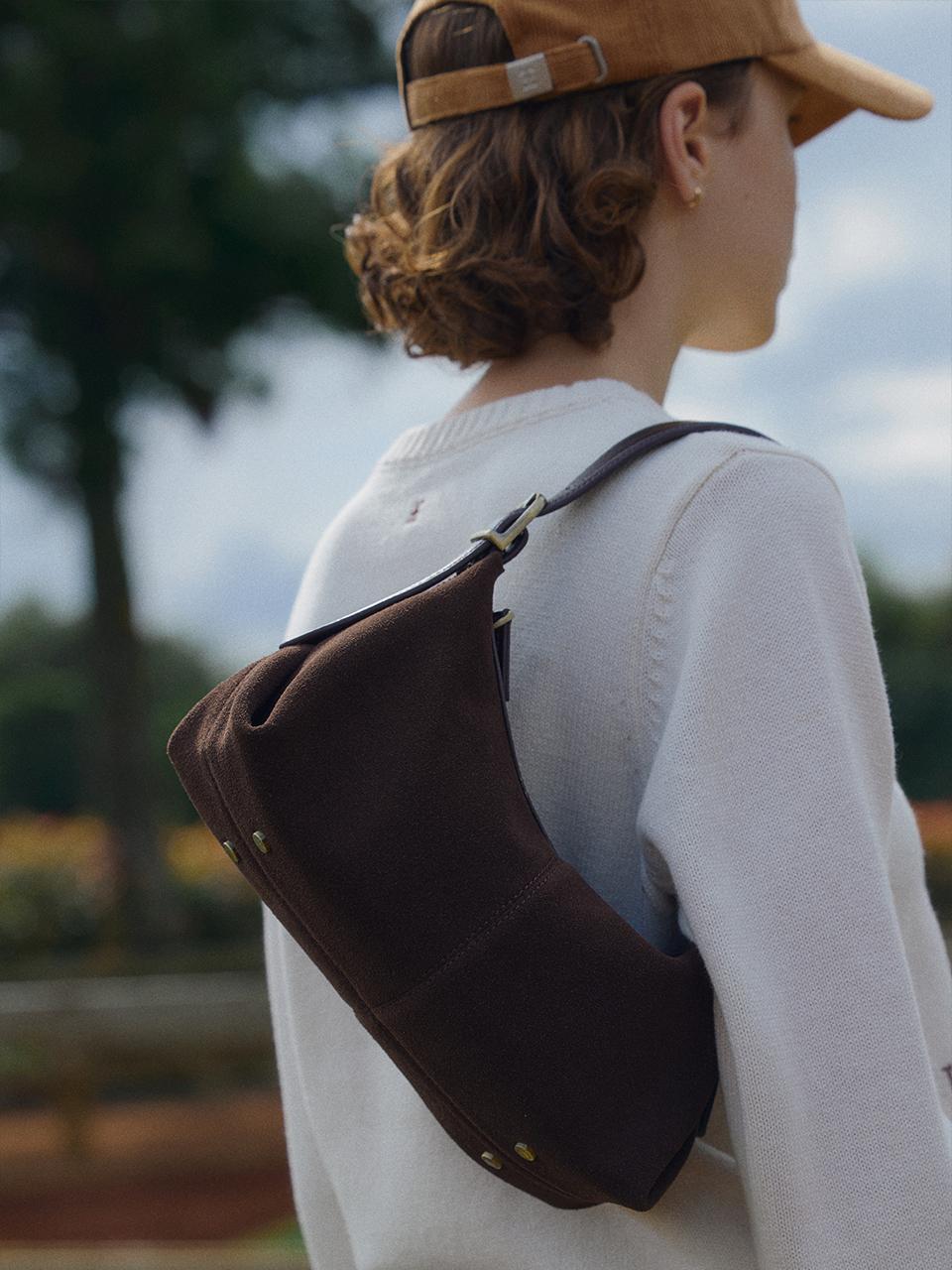 FOLNUA Structured Suede Mini Bateau Bag
