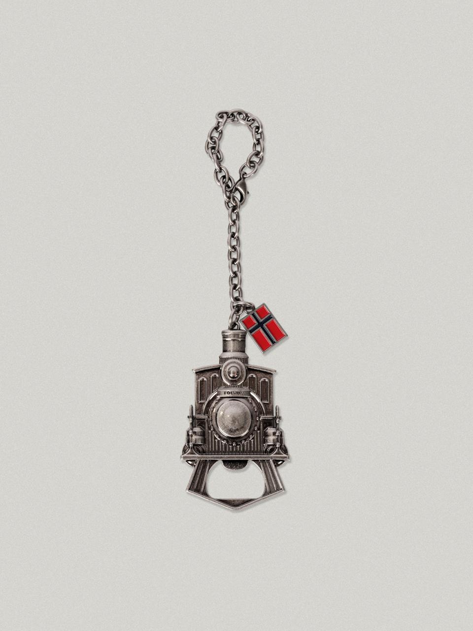 FOLNUA Train Motif Brass Metal Opener Keyring [SILVER]
