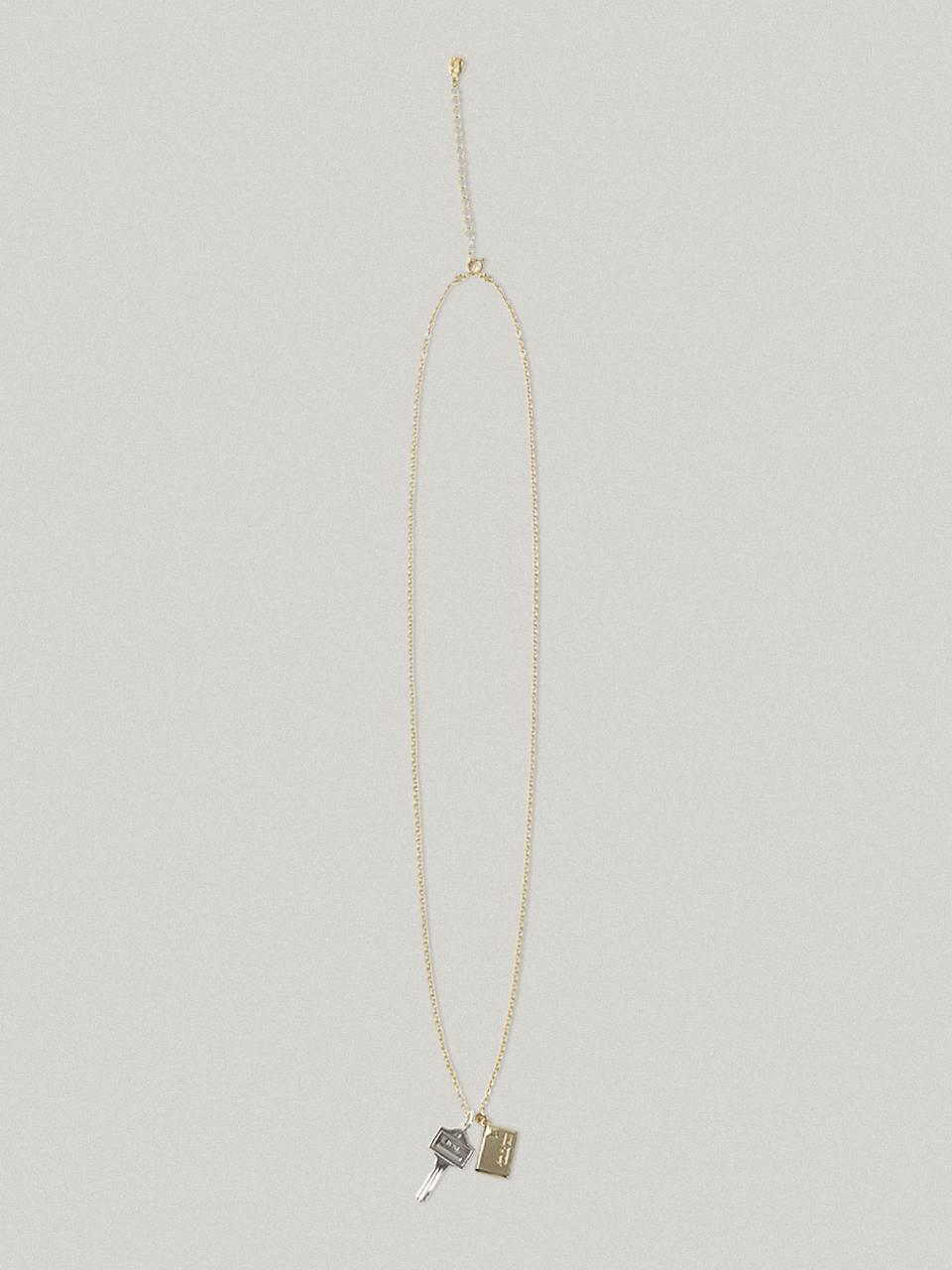 FOLNUA Two-tone Silver Gold Mini Post Key Necklace