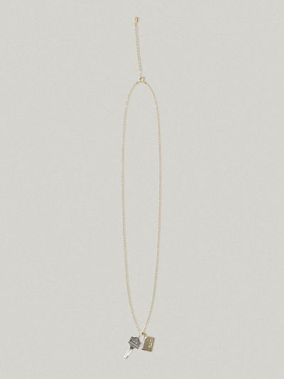 FOLNUA Two-tone Silver Gold Mini Post Key Necklace