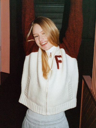 FOLNUA Varikas Knit Hooded Raglan Zip Up Jacket [IVORY RED]