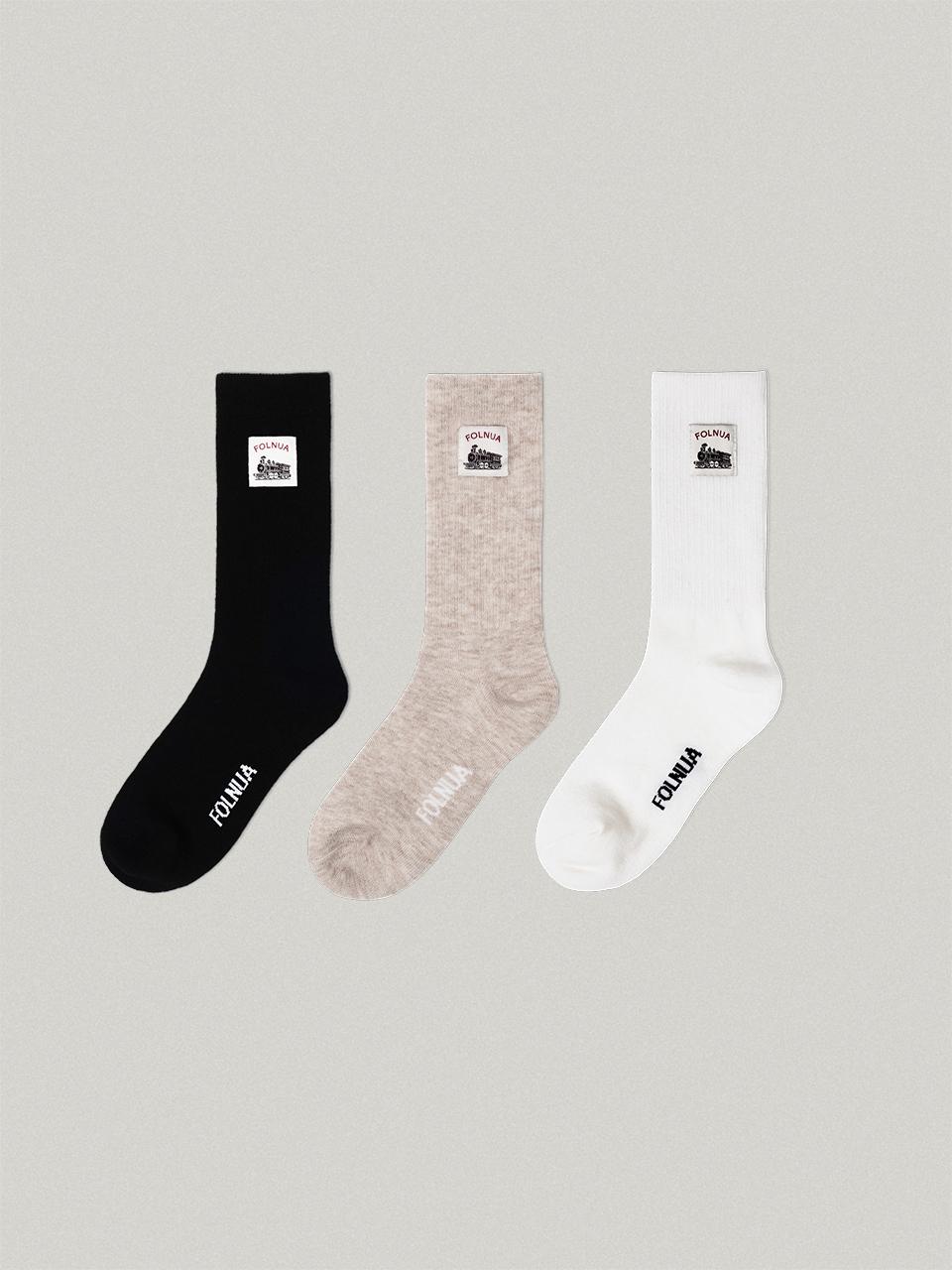FOLNUA Wool Blend Ribbed Crew Socks