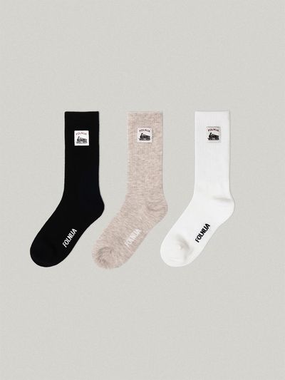 FOLNUA Wool Blend Ribbed Crew Socks