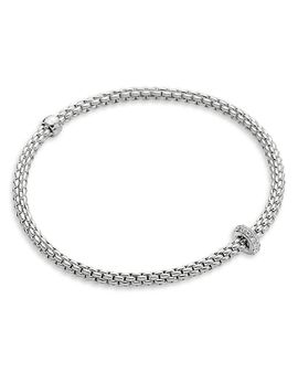 Fope Fope 18K White Gold Eka Prima Diamond Rondelle Woven Link Flex Bracelet