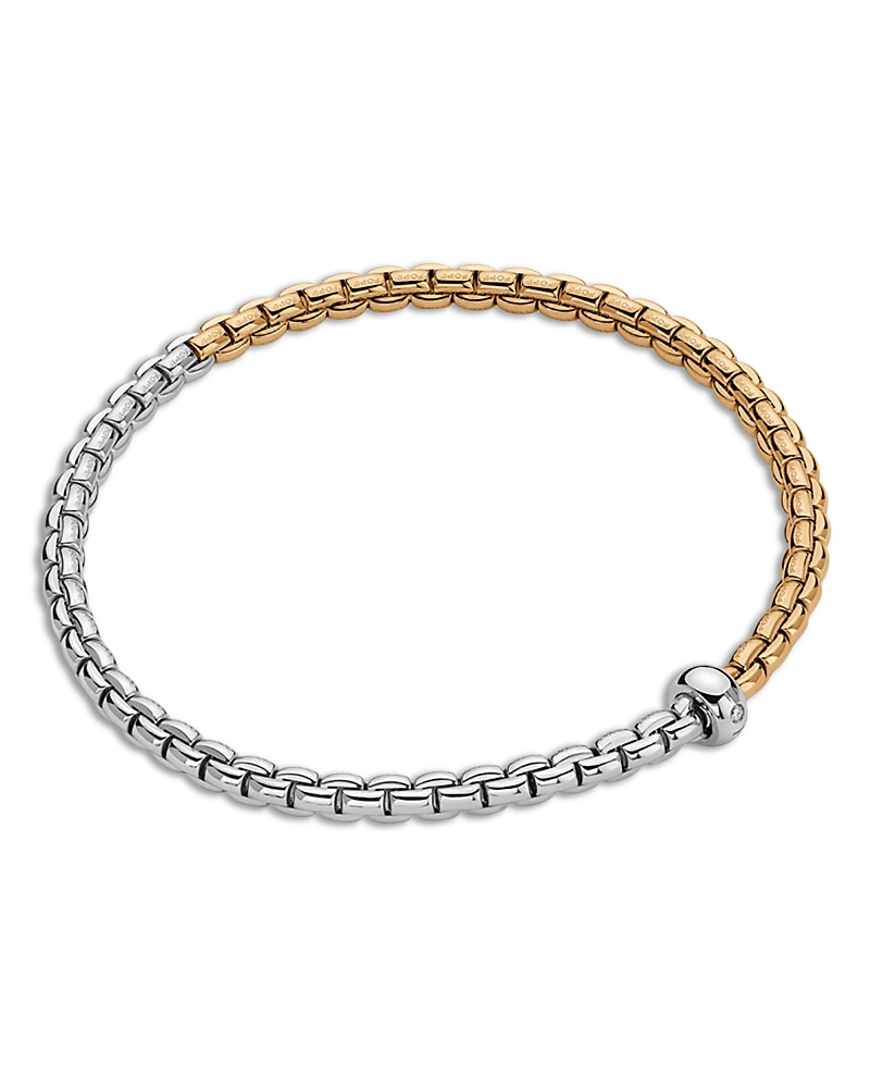 Fope Fope 18K Yellow & White Gold Eka Diamond Accent Rondelle Box Link Flex'it Bracelet