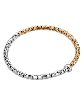 Fope Fope 18K Yellow & White Gold Eka Diamond Accent Rondelle Box Link Flex'it Bracelet