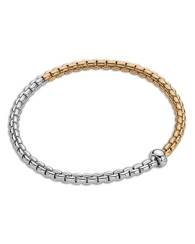 Fope Fope 18K Yellow & White Gold Eka Diamond Accent Rondelle Box Link Flex'it Bracelet