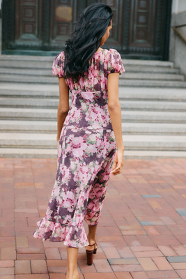 love sleeve midi dress Lady Black Tie - Romantic Love - Brown Long Sleeve Midi Dress