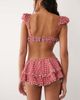 For Love & Lemons For Love & Lemons Alison high waisted frill detail bikini bottoms in red gingham - part of a set - 4
