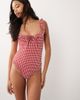 For Love & Lemons For Love & Lemons Alison ruffle trim swimsuit in red gingham - 1