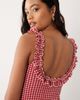 For Love & Lemons For Love & Lemons Alison ruffle trim swimsuit in red gingham - 2