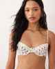 For Love & Lemons For Love & Lemons Cherry mae ribbon detail bikini top in cream floral print - part of a set-White - 1