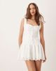 For Love & Lemons For Love & Lemons Daisy square neck lattice lace mini dress in white - 2