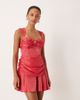 For Love & Lemons For Love & Lemons drape bow detail low back mini dress in red - 1