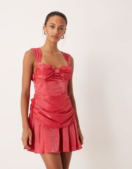 For Love & Lemons For Love & Lemons drape bow detail low back mini dress in red