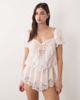 For Love & Lemons For Love & Lemons Grace lace hem bow detail romper in light pink - 4