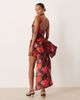 For Love & Lemons For Love & Lemons high neck mini dress with exaggerated bow back in dark romance red floral - 1