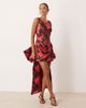 For Love & Lemons For Love & Lemons high neck mini dress with exaggerated bow back in dark romance red floral - 3