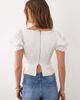 For Love & Lemons For Love & Lemons Isadora lace up front puff sleeve corset bustier top in cream-WHITE - 4