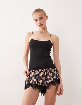 For Love & Lemons For Love & Lemons Kayla sleep shorts in black multi
