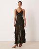 For Love & Lemons For Love & Lemons lace-up back strappy maxi dress in black polka dot print - 1