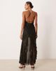 For Love & Lemons For Love & Lemons lace-up back strappy maxi dress in black polka dot print - 3
