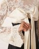 For Love & Lemons For Love & Lemons lace and satin mix long sleeve mini dress with bow bust detail in cream-White - 4