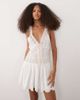 For Love & Lemons For Love & Lemons locked hearts plunge neck lace bodice embellished mini dress in white - 1