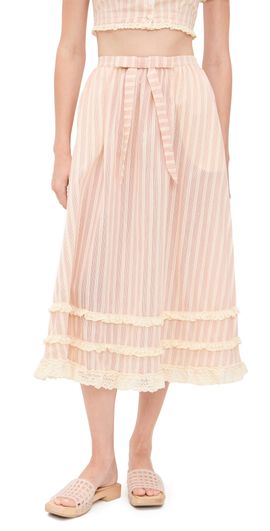 For Love & Lemons For Love & Lemons Naomi Midi Skirt Red
