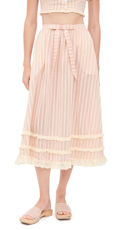 For Love & Lemons For Love & Lemons Naomi Midi Skirt Red