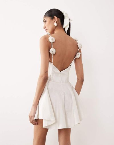 For Love & Lemons For Love & Lemons Orsa Bridal mini dress in white-Black
