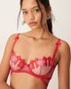 For Love & Lemons For Love & Lemons perfect match embroidered satin bow & heart underwire bra in red - part of a set - 4