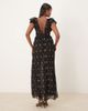 For Love & Lemons For Love & Lemons Poppy pleated lace maxi dress in black-Brown - 3