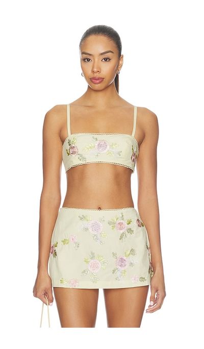 For Love &Amp; Lemons Ribbon Flowers Top