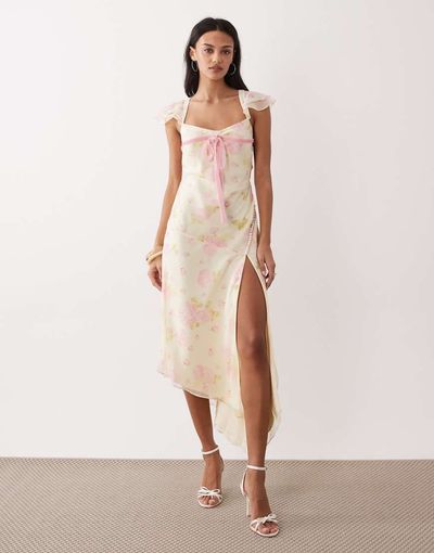 For Love & Lemons For Love & Lemons rue midi dress in soft yellow