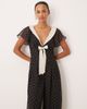 For Love & Lemons For Love & Lemons sailor collared jumpsuit in mono polka dot print-Black - 2