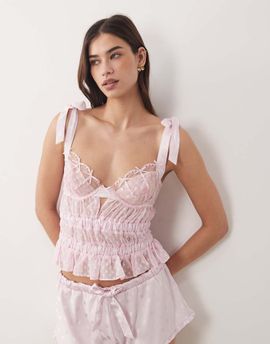For Love & Lemons For Love & Lemons slotted hearts bustier in pink - part of a set