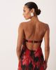 For Love & Lemons For Love & Lemons strapless maxi dress with open back and lace hem in dark romance red floral - 4