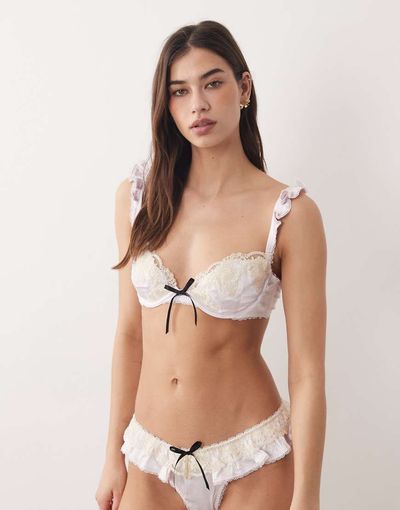 For Love & Lemons For Love & Lemons sweetheart lace detail underwire bra in light pink - part of a set