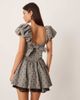 For Love & Lemons For Love & Lemons twill dropped waist mini dress in gray bow print - 4