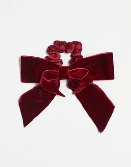 For Love & Lemons For Love & Lemons velvet ribbon hair bow scrunchie in red