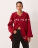 For Love & Lemons For Love & Lemons wool feel knitted large collar button down cardigan in red - 1