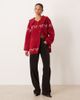 For Love & Lemons For Love & Lemons wool feel knitted large collar button down cardigan in red - 3
