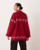 For Love & Lemons For Love & Lemons wool feel knitted large collar button down cardigan in red - 4