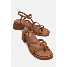 Forever & Always Shoes Forever & Always Shoes Cirelle Leather Block Heel Sandal