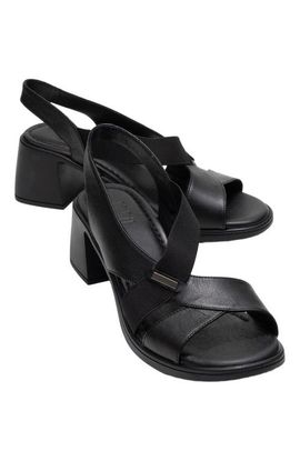 Forever & Always Shoes Forever & Always Shoes Crina Elasticated Leather Chunky Heel Sandal