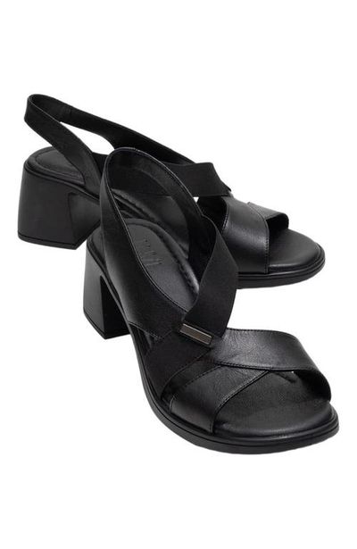 Forever & Always Shoes Forever & Always Shoes Crina Elasticated Leather Chunky Heel Sandal