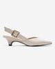 Forever & Always Shoes Forever & Always Shoes Dioris Leather Slingback Kitten Heel Pump - 4