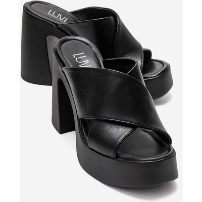 Forever & Always Shoes Forever & Always Shoes Essenza Leather Platform Block Heel Sandal